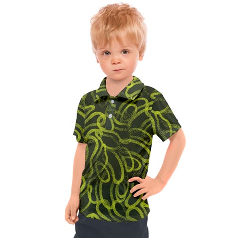 Green Abstract Stippled Repetitive Fashion Seamless Pattern Kids  Polo Tee by BangZart