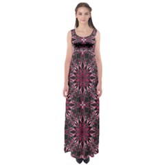 Seamless Pattern With Flowers Oriental Style Mandala Empire Waist Maxi Dress