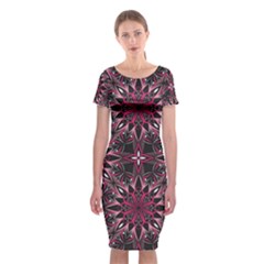 Seamless Pattern With Flowers Oriental Style Mandala Classic Short Sleeve Midi Dress