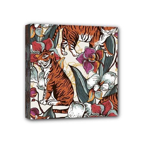 Natural seamless pattern with tiger blooming orchid Mini Canvas 4  x 4  (Stretched)