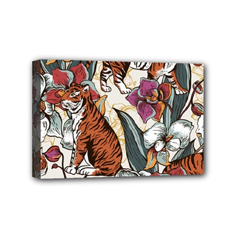 Natural seamless pattern with tiger blooming orchid Mini Canvas 6  x 4  (Stretched)