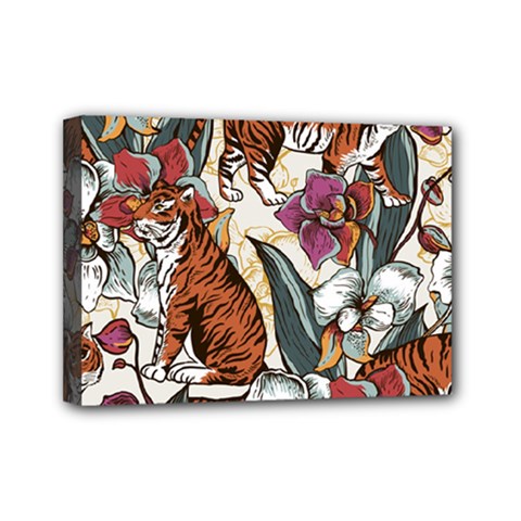Natural seamless pattern with tiger blooming orchid Mini Canvas 7  x 5  (Stretched)