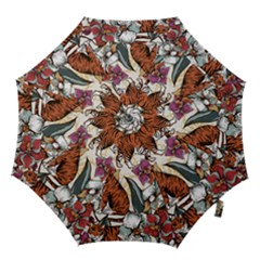 Natural seamless pattern with tiger blooming orchid Hook Handle Umbrellas (Small)