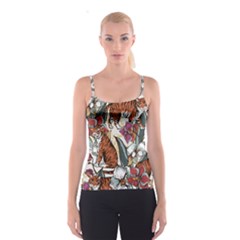 Natural seamless pattern with tiger blooming orchid Spaghetti Strap Top