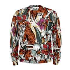 Natural seamless pattern with tiger blooming orchid Men s Sweatshirt