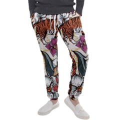 Natural Seamless Pattern With Tiger Blooming Orchid Men s Jogger Sweatpants