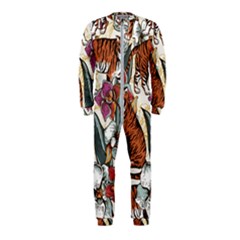 Natural seamless pattern with tiger blooming orchid OnePiece Jumpsuit (Kids)