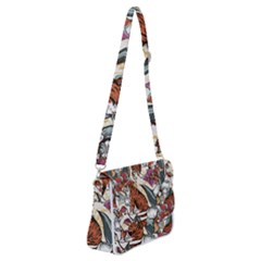 Natural seamless pattern with tiger blooming orchid Shoulder Bag with Back Zipper
