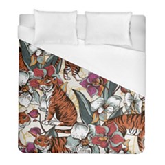 Natural seamless pattern with tiger blooming orchid Duvet Cover (Full/ Double Size)