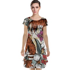 Natural seamless pattern with tiger blooming orchid Cap Sleeve Nightdress