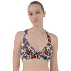 Natural seamless pattern with tiger blooming orchid Sweetheart Sports Bra