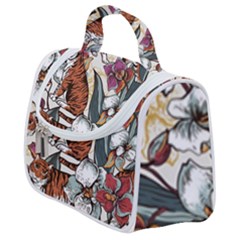 Natural seamless pattern with tiger blooming orchid Satchel Handbag