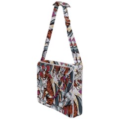 Natural seamless pattern with tiger blooming orchid Cross Body Office Bag