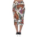 Natural seamless pattern with tiger blooming orchid Midi Pencil Skirt View2