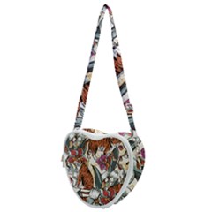 Natural seamless pattern with tiger blooming orchid Heart Shoulder Bag