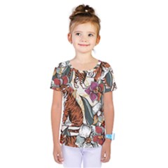 Natural seamless pattern with tiger blooming orchid Kids  One Piece Tee