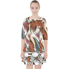 Natural seamless pattern with tiger blooming orchid Pocket Dress