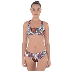 Natural seamless pattern with tiger blooming orchid Criss Cross Bikini Set
