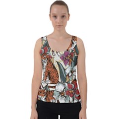 Natural seamless pattern with tiger blooming orchid Velvet Tank Top