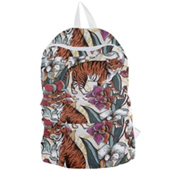 Natural seamless pattern with tiger blooming orchid Foldable Lightweight Backpack