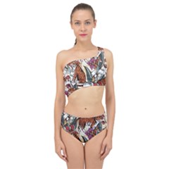 Natural seamless pattern with tiger blooming orchid Spliced Up Two Piece Swimsuit