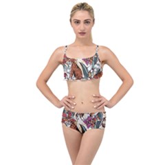 Natural seamless pattern with tiger blooming orchid Layered Top Bikini Set
