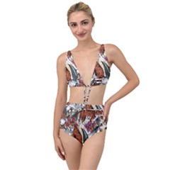 Natural seamless pattern with tiger blooming orchid Tied Up Two Piece Swimsuit