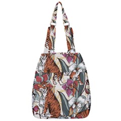 Natural seamless pattern with tiger blooming orchid Center Zip Backpack