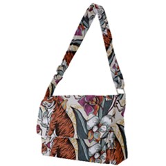 Natural seamless pattern with tiger blooming orchid Full Print Messenger Bag (S)