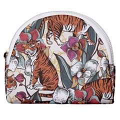 Natural seamless pattern with tiger blooming orchid Horseshoe Style Canvas Pouch