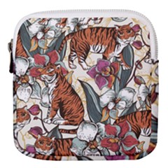 Natural seamless pattern with tiger blooming orchid Mini Square Pouch