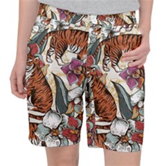 Natural seamless pattern with tiger blooming orchid Pocket Shorts