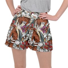 Natural seamless pattern with tiger blooming orchid Ripstop Shorts
