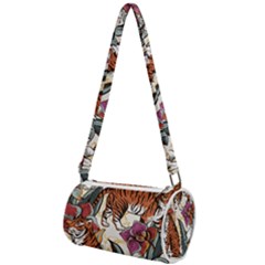 Natural seamless pattern with tiger blooming orchid Mini Cylinder Bag