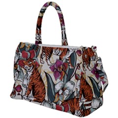 Natural seamless pattern with tiger blooming orchid Duffel Travel Bag