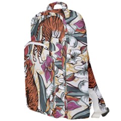 Natural seamless pattern with tiger blooming orchid Double Compartment Backpack