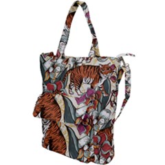 Natural Seamless Pattern With Tiger Blooming Orchid Shoulder Tote Bag
