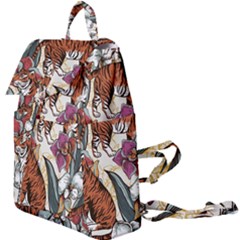 Natural Seamless Pattern With Tiger Blooming Orchid Buckle Everyday Backpack