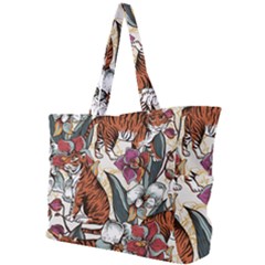Natural seamless pattern with tiger blooming orchid Simple Shoulder Bag