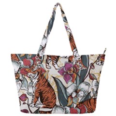 Natural seamless pattern with tiger blooming orchid Full Print Shoulder Bag