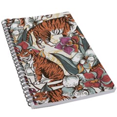 Natural seamless pattern with tiger blooming orchid 5.5  x 8.5  Notebook