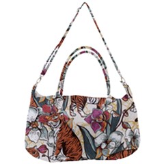 Natural seamless pattern with tiger blooming orchid Removal Strap Handbag