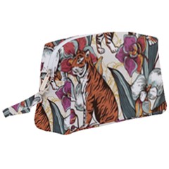 Natural seamless pattern with tiger blooming orchid Wristlet Pouch Bag (Large)