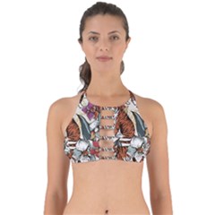 Natural seamless pattern with tiger blooming orchid Perfectly Cut Out Bikini Top