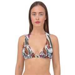 Natural seamless pattern with tiger blooming orchid Double Strap Halter Bikini Top