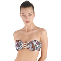 Natural seamless pattern with tiger blooming orchid Twist Bandeau Bikini Top