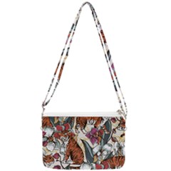 Natural seamless pattern with tiger blooming orchid Double Gusset Crossbody Bag