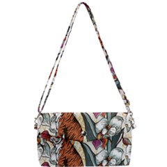 Natural seamless pattern with tiger blooming orchid Removable Strap Clutch Bag
