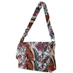 Natural seamless pattern with tiger blooming orchid Full Print Messenger Bag (L)