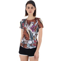 Natural seamless pattern with tiger blooming orchid Back Cut Out Sport Tee